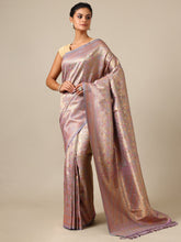 The Peach Glow Silk Saree with Maroon Unstitched Blouse – Handcrafted Elegance for Timeless Grace